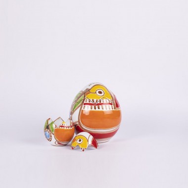 Uovo pasqua artigianale Folk Pappagallo ceramiche de simone Uovo pasqua artigianale Folk Pappagallo ceramiche de simone